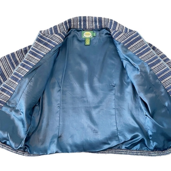 Cabela’s Jacket Women’s Size Large Blue Stripe Full Zip Collar Pockets Fall - Picture 2 of 9